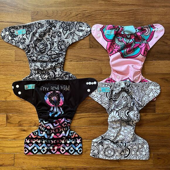 Alva Baby Cloth Diapers Pocket Diapers Set Of 4 - Picture 2 of 11